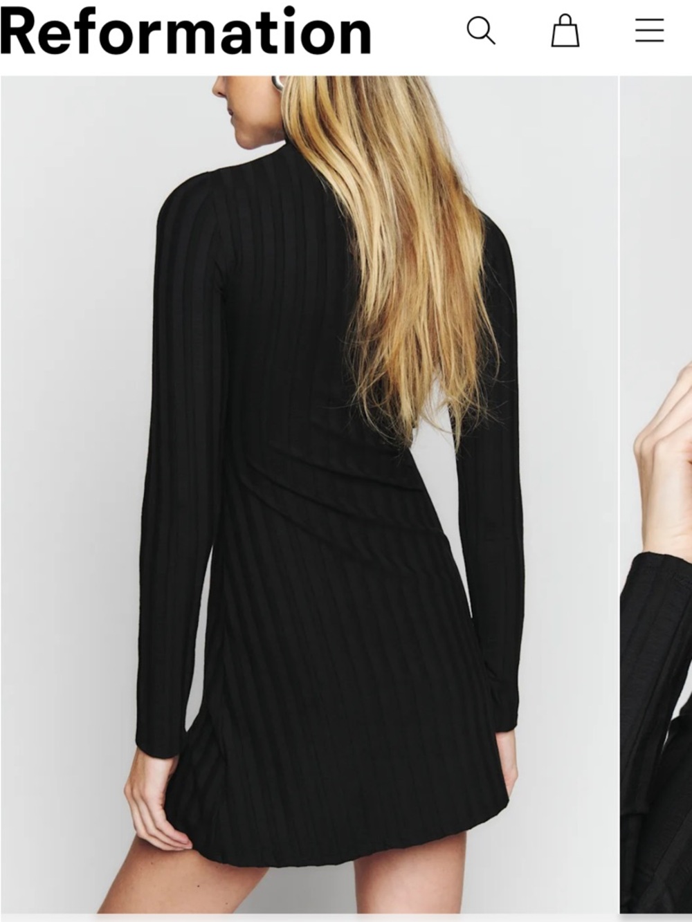 Like new! Reformation Libra Black Ribbed Turtleneck Mini Dress! Size S - Picture 3 of 7